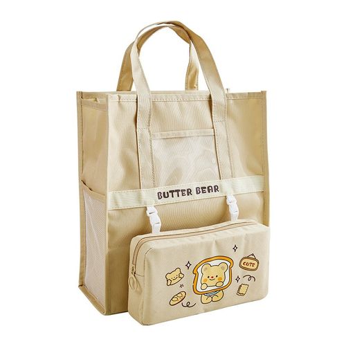 创意补习袋可拆卸笔袋大容量小学生手提补习包女生可爱帆布作业袋