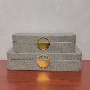 新中式样板间首饰盒创意家居酒店几何木质工艺玄关开放格收纳摆件