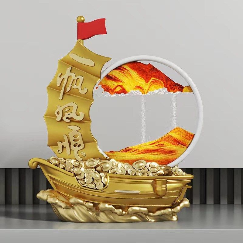 创意一帆风顺流沙画沙漏摆件家居客厅酒柜电视柜书柜办公室装饰品,特色手工艺,其他特色工艺品,淘宝优惠券,粉丝福利购,淘宝优惠卷