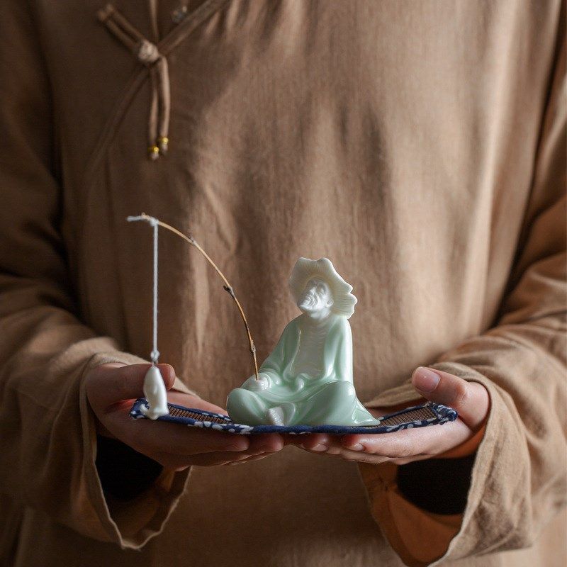 创意姜太公钓鱼翁小陶瓷人物家居摆件客厅鱼缸微景观假山流水摆设,特色手工艺,其他特色工艺品,淘宝优惠券,粉丝福利购,淘宝优惠卷