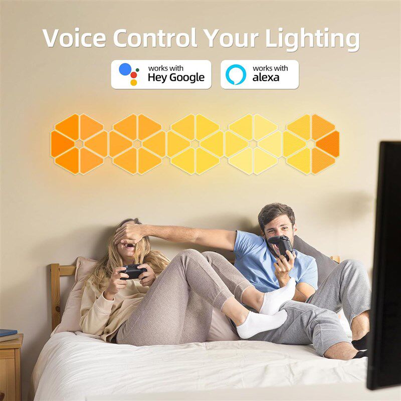 智能奇光板拾音节奏音乐量子灯三角拼接墙灯电竞氛围灯壁灯小夜灯