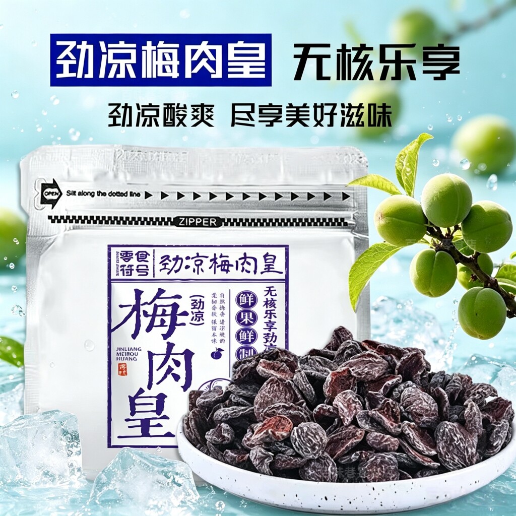 劲凉梅肉皇潮汕无核九制梅肉果脯果干小零食话梅凉果酸甜水果清凉