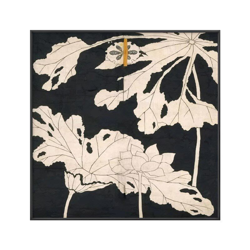 侘寂风荷韵复古黑白挂画客厅入户玄关沙发背景墙卧室床头画装饰画,家居饰品,现代装饰画,淘宝优惠券,粉丝福利购,淘宝优惠卷