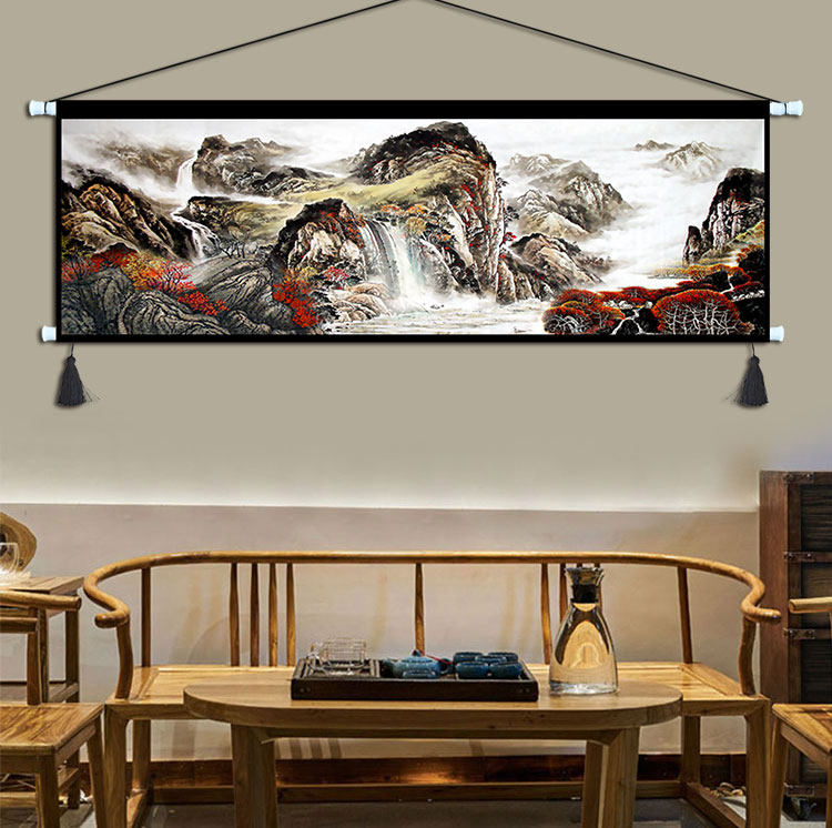山水挂画布艺客厅茶楼挂毯卧室背景墙装饰画大幅民宿前台布画,居家布艺,挂毯/壁毯,淘宝优惠券,粉丝福利购,淘宝优惠卷