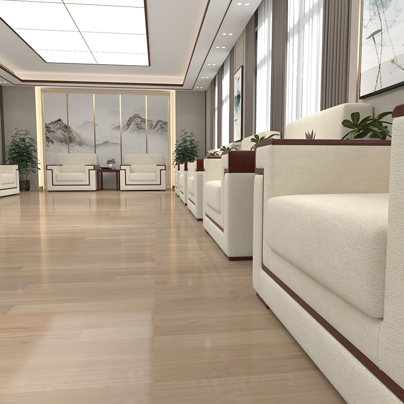 办公室中式贵宾接待沙发现代商务会客区洽谈沙发布艺茶几