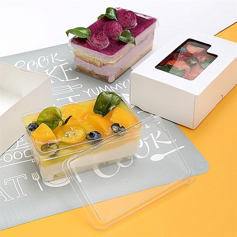 白色加高食品级卡纸透明高端西点盒鲜切提拉米苏加厚慕斯小西点盒