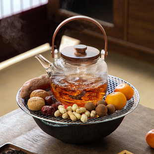 围炉煮茶家用全套器具悬挂式 新款 自在钩煮L茶壶室内烤奶茶罐壶套