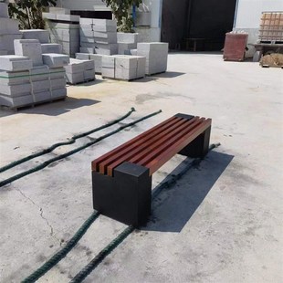 圆形围树椅岗岩公园椅户石桌石凳园林座椅防腐木椅广场休闲石椅