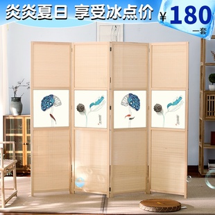 实木屏风隔断折屏座屏x玄关移动竹帘客厅书房卧室办公室养 新中式