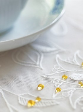 蕾丝桌布防水防污米白色MI EON欧式长圆方桌茶几盖布装定制