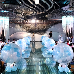 婚礼地爆球迎亲气球布置拱门结婚开业地爆球气球装饰婚庆场景布置