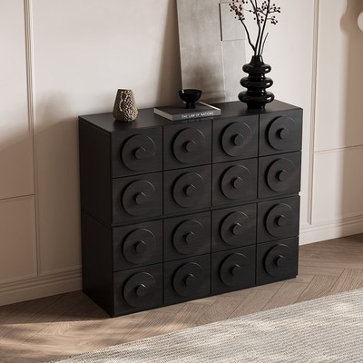 中古实木餐边柜小户型家用客厅复古电视柜储物斗柜落地卡门柜组合