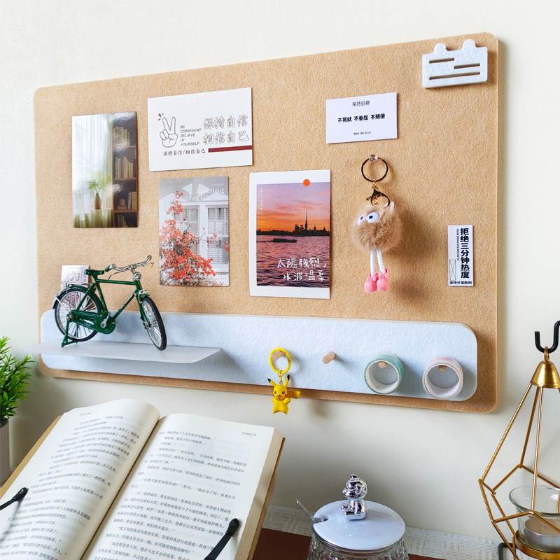 毛毡板墙贴照片墙软木板留言板洞洞板拍立得免打孔幼儿园展示板