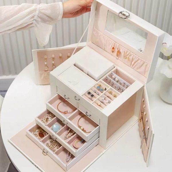 首饰盒收纳盒多层带锁2023新款高档级精致大容量手饰品收纳盒结婚,收纳整理,首饰盒,淘宝优惠券,粉丝福利购,淘宝优惠卷