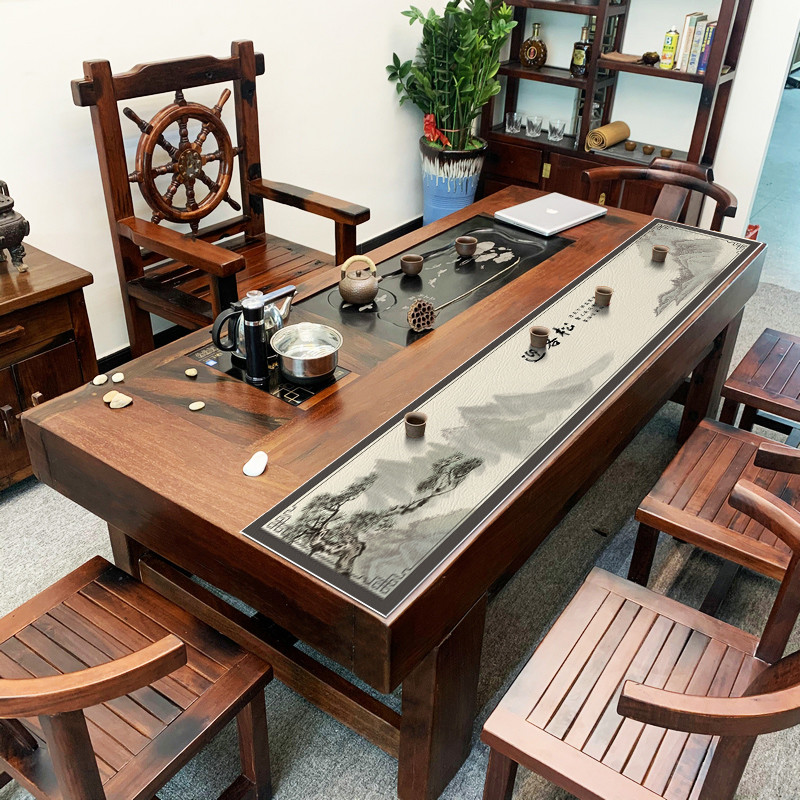 皮革桌旗中式新中式m茶台布艺长条简约现代茶席防水茶桌布茶旗垫