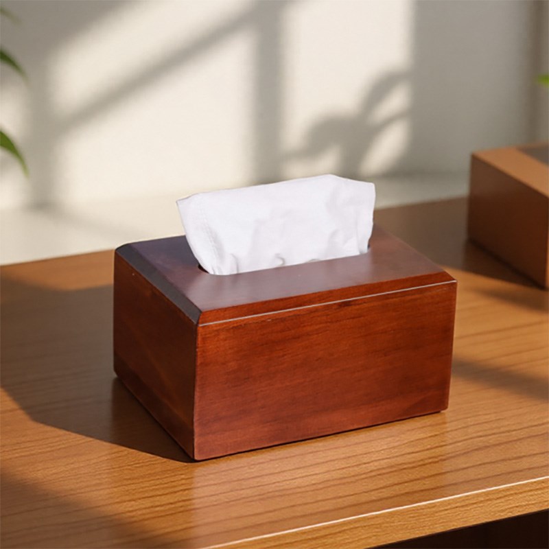 胡桃色实木纸巾盒客厅纸抽盒商x用木质餐厅酒店纸巾收纳盒定制log