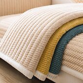 冬季 灯芯绒沙发垫加厚毛绒坐垫子防滑皮沙发套罩高档北欧简约冬款