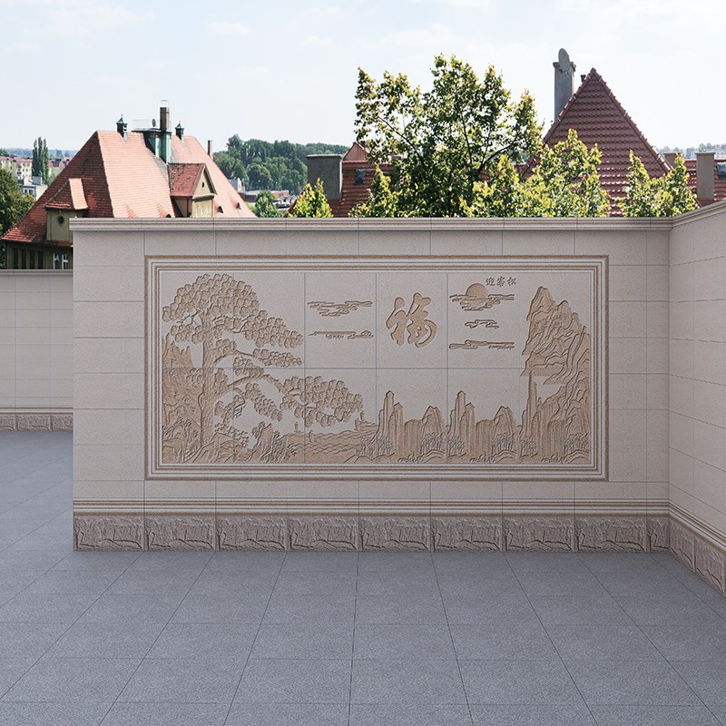 影壁墙雕花瓷砖拼花窗花浮雕壁画砖别墅院子P外墙瓷砖照壁墙瓷砖