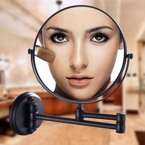 壁挂式浴室美容镜 全铜伸缩壁挂式黑古铜化妆镜 放大双面镜梳妆镜