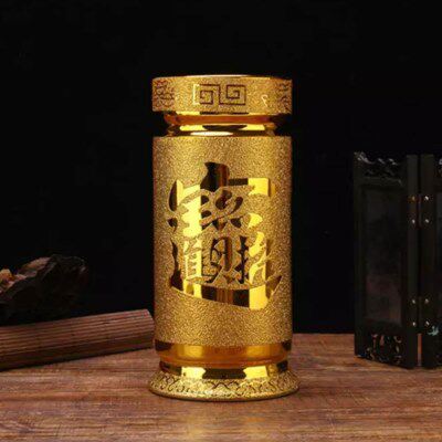 中秋用品陶瓷插香炉插香座金色沙金供奉摆件法器仙家佛字佛具厂