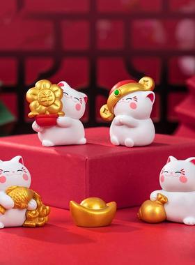 微景观创意可爱招财猫公仔 diy装饰品配件迷你发财桌面车载小摆件