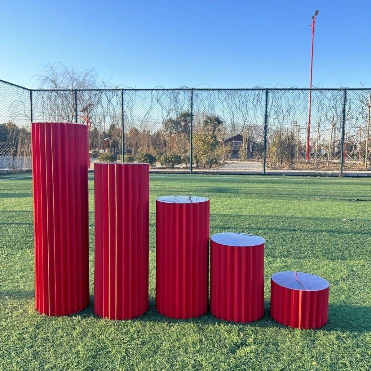 折叠罗马柱红色装饰展示台商城橱窗婚礼布置中式婚礼道具摆件