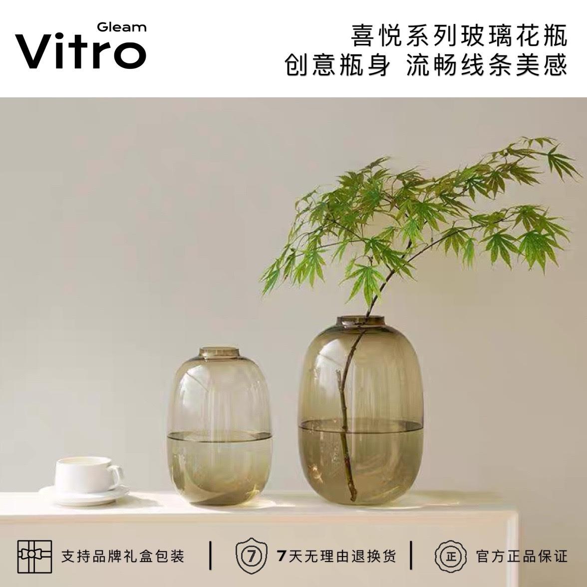 VitroGleam马醉木花瓶透明玻璃摆件插花水培水培日式客厅大肚吊钟