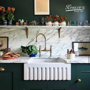 Farmhouse sink美式厨房陶瓷水槽前置开放式半嵌入式单槽洗菜盆