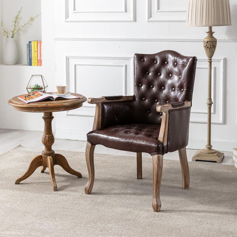 需定制美式复古实木书桌椅做旧欧式单人沙发椅咖啡厅酒店休闲扶手