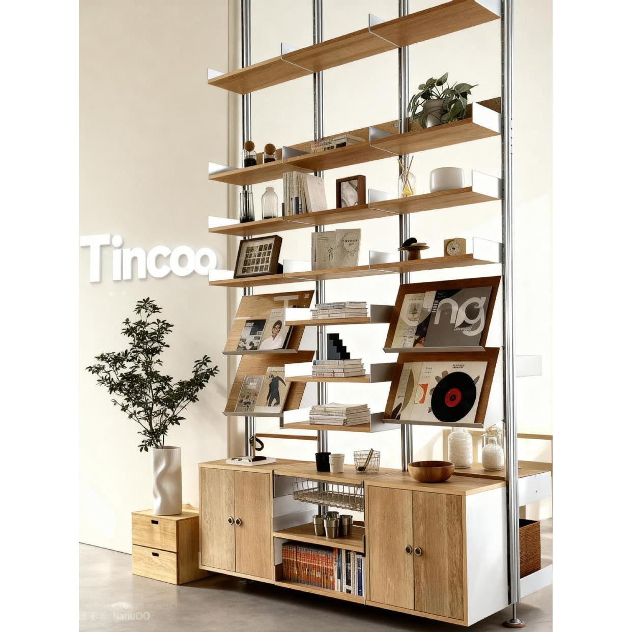 桦木海洋板置物架多层落地带抽屉铝型材展示架收纳柜装饰展陈列架