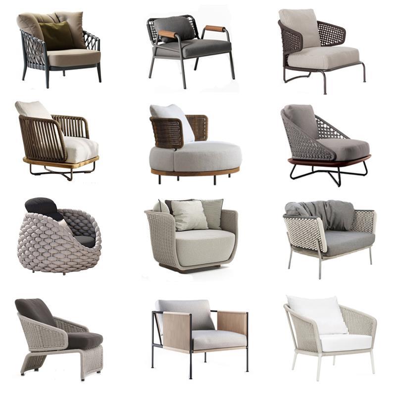 需定制户外沙发庭院防水别墅样板房民宿阳台休闲单人藤椅沙发三件