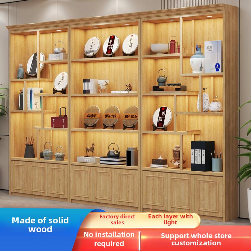 采购产品实木茶具陈列柜，覆古摆件，古董产品陈列柜，超市便利店