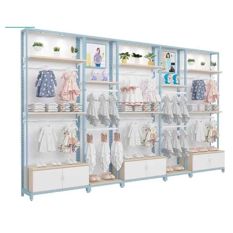 直播间货架母婴店道具展示柜简易钢木服装货柜童装童鞋奶粉货架