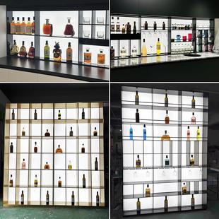 不锈钢展示柜发光背板餐边柜亚克力钢板柜金属装饰书柜架酒柜定制