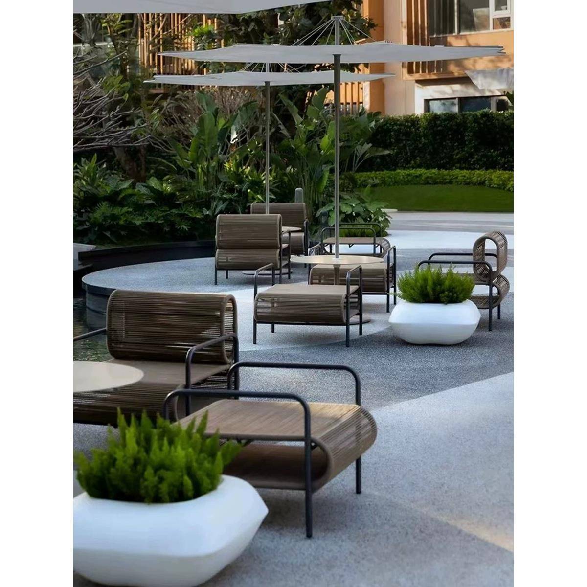 需定制户外藤编沙发庭院外摆休闲座椅桌椅组合露台花园室外铝合金