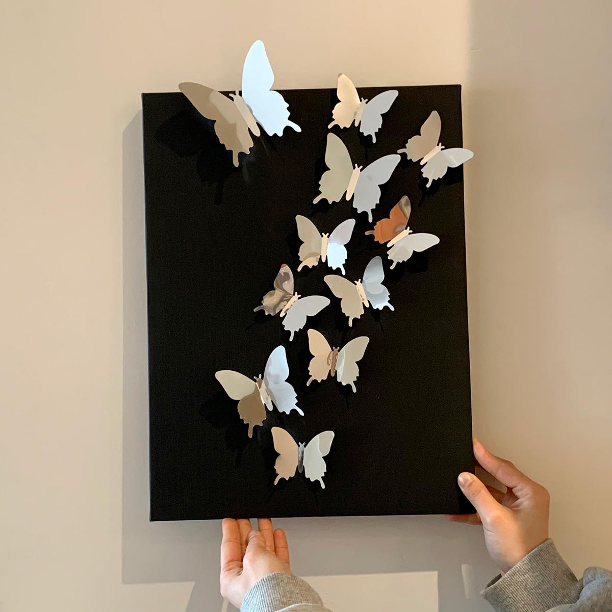 中古风diy蝴蝶装饰画 客厅软装电视柜摆台玄关高级感小众挂画摆件图片