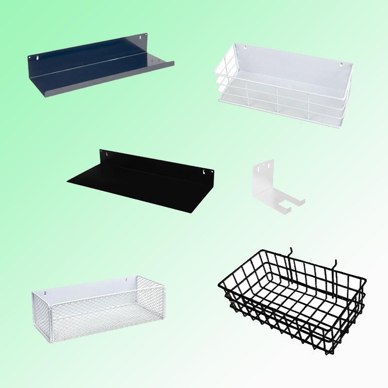 免打孔电竞房金属洞洞板配件家用书桌收纳置物盒货架网隔板展示架