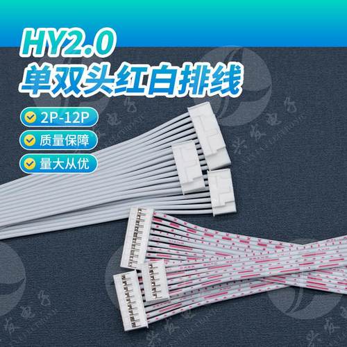 HY2.0mm端子线 2p-12p带锁扣连接线 间距2.0排线 双头红白排线