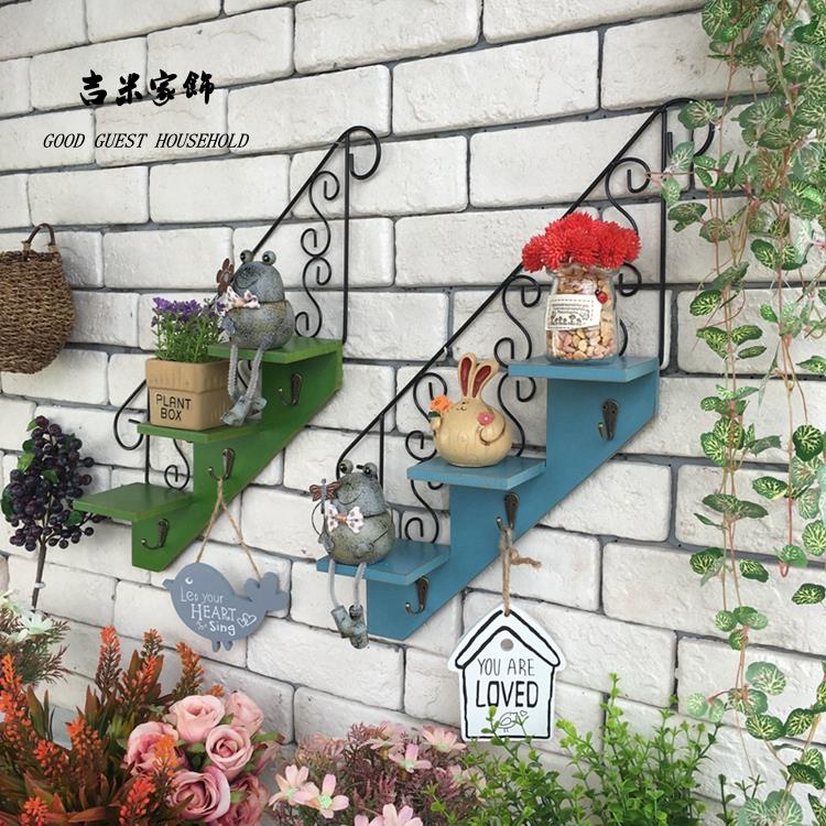 美式创意楼梯花架幼儿园阶梯壁饰咖啡馆服装店铺墙面装饰壁挂隔板