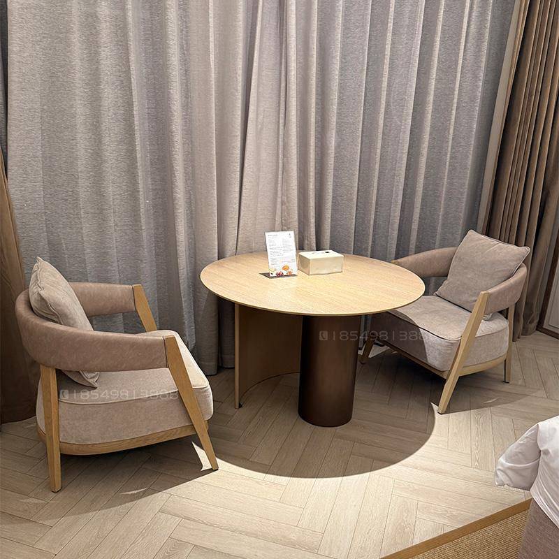 需定制桔子酒店阳台桌椅组合实木圆桌小户型家用客厅休闲茶桌椅组