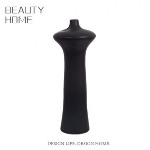 哑黑色陶瓷花瓶细高款细长款花器装饰柜桌面软装饰品摆件