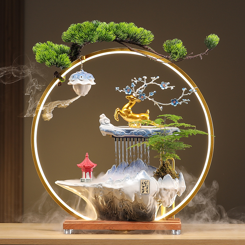 流水生财招财鹿摆件轻奢创u意装饰客厅办公室桌面家居乔迁新居礼