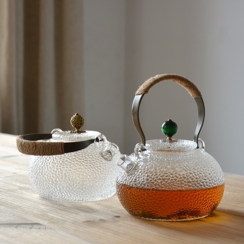 锤纹耐高温提梁玻璃o壶电陶炉耐热煮茶壶直火加热烧水壶泡茶水茶