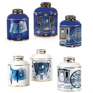 白蓝色陶瓷玛佩里斯花瓶罐子摆件 欧式创意客厅样板房电视柜饰品