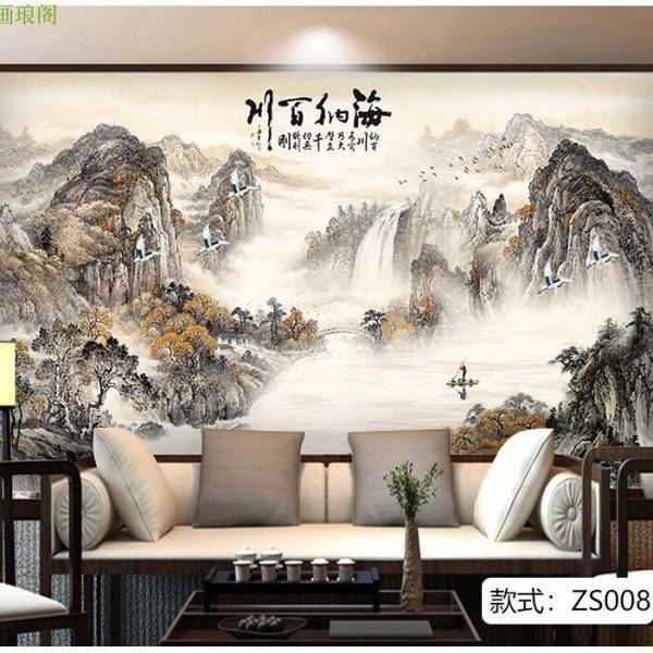 海纳百川竹木纤维集成墙板山水客厅办公室背景护墙板酒店沙发扣板,基础建材,集成板,淘宝优惠券,粉丝福利购,淘宝优惠卷