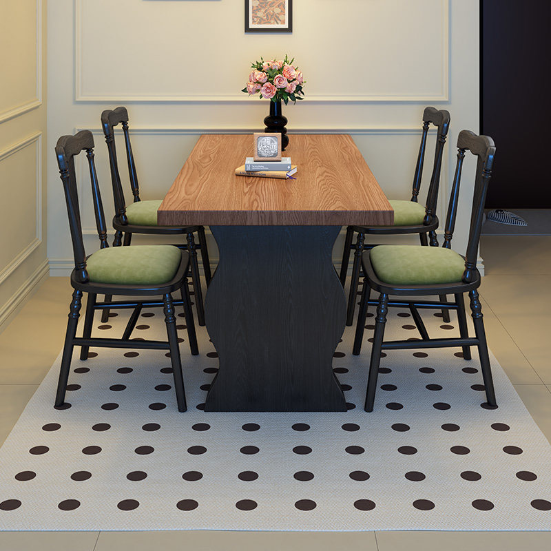 中古风加厚全实木餐桌法式复古家用长方形桌现代简约书桌茶桌组合