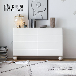 七里屋/法式奶油风八斗柜主卧室床尾柜靠墙收纳柜轻奢高端置物柜