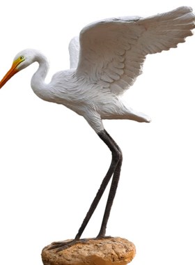 白鹭摆件仿真花园白鹤雕塑户外落地玻璃纤维假山水池造景庭院装饰