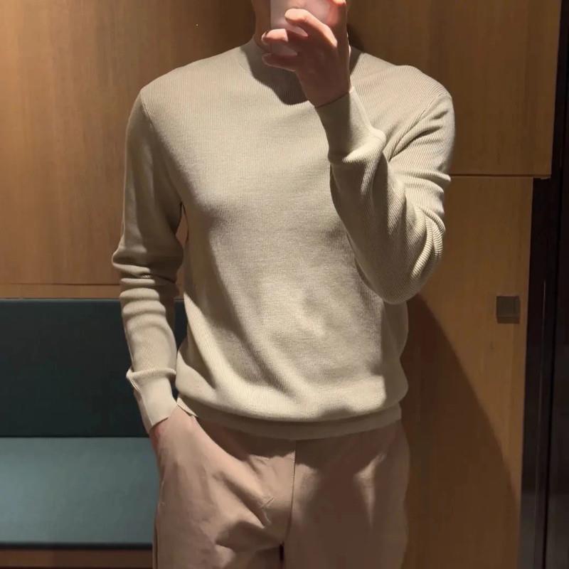 锋界服饰男装秋冬n通勤款细纹16针双股半寸领纯色针织打底衫