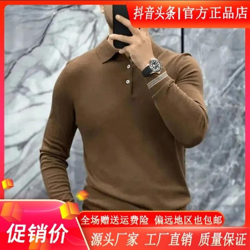 晨曲欧品男装2i025秋冬商务男士翻领针织POLO衫毛衣时尚轻奢舒适